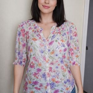 Floral Button-Up Blouse